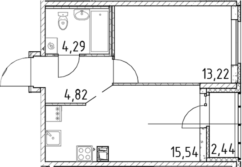 1-комнатная квартира 37.87 м², 6/17 эт., ЖК «Город Первых»